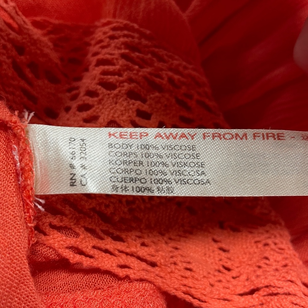 Free People Orange Pink Lacy V Neck Tie Back Maxi Overskirt Dress Sz XS - Picture 4 of 7